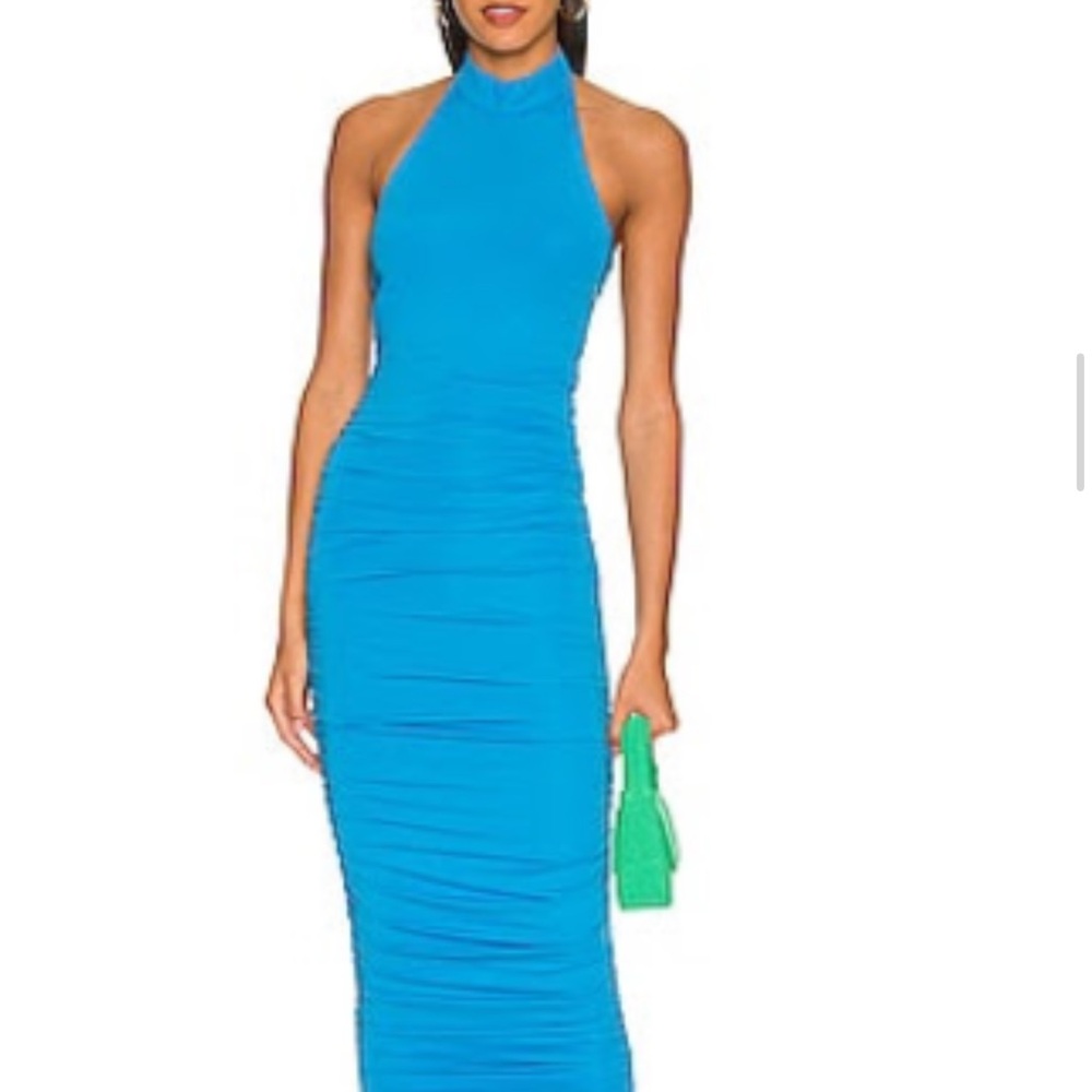 Elegant Blue Halter Dress